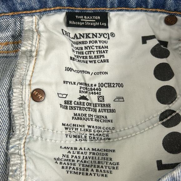 Blank NYC Women’s 28 The Baxter Ribcage Straight Leg Jeans Distressed New - Picture 10 of 10